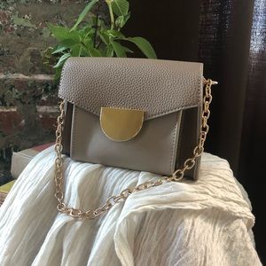 Tan/Gold Crossbody or Chain Purse 6”x5”